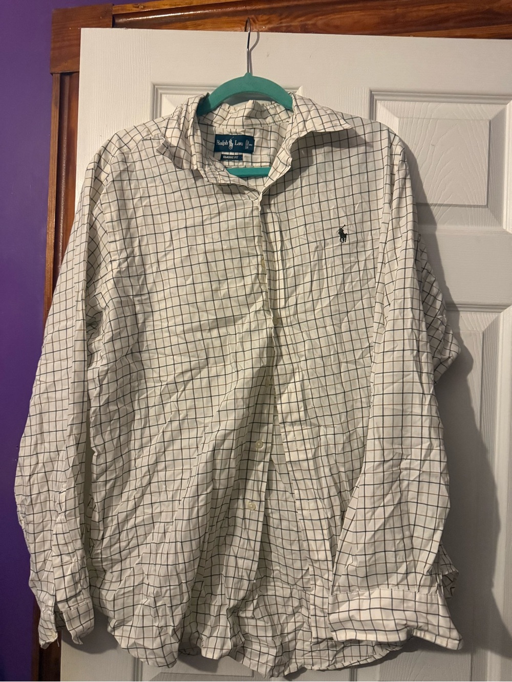 Ralph Lauren White Plaid Long-Sleeve Button-Down Shirt